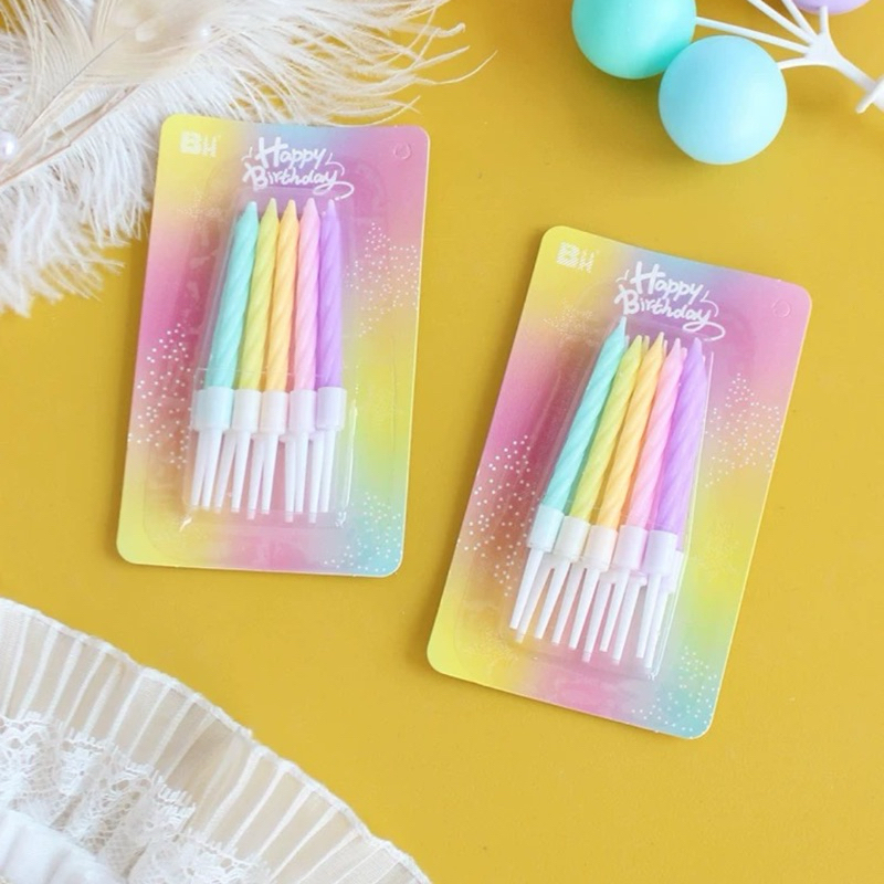 พร้อมส่งในไทย เทียนวันเกิดยกกล่อง (50แพค)  สีพาสเทล สวยหวาน