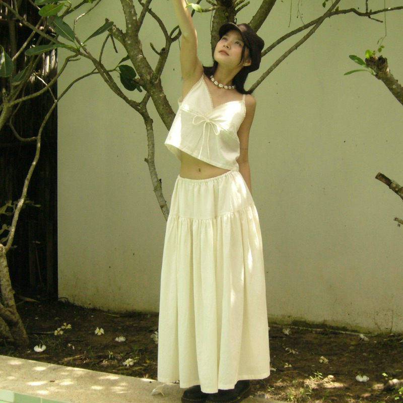 molly set : ชุดเซตเสื้อสายเดี่ยวครอป กระโปรง (มีขายแยกนะคะ)