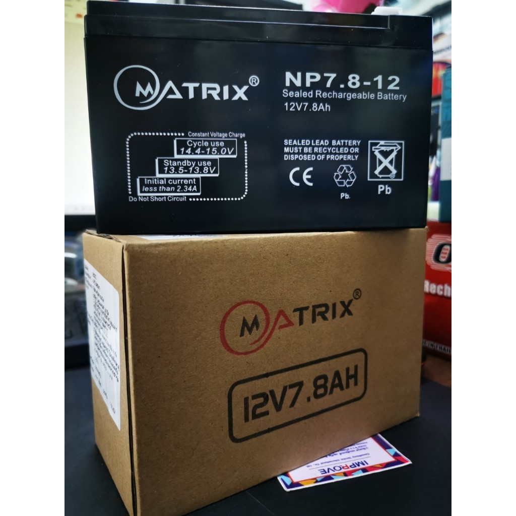 7.8Ah 12V - Battery UPS  แบตเครื่องสำรองไฟ Matrix -12V. / SIZE 12V. ขนาด 6.5 x 15 x 9.5 cm