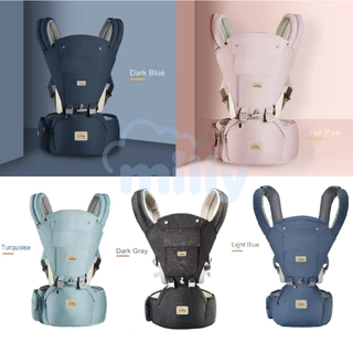 Milly เป้อุ้มเด็ก 6 in 1 ผ้าคอตตอน100% เกรดพรีเมี่ยม แถมฟรี* ผ้าซับน้ำลาย 3 ชิ้น + หมวกกันแดด Baby Hip Seat carrier
