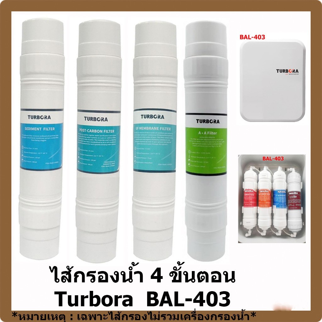 ชุดไส้กรอง Turbora สำหรับรุ่น BAL-403 Turbora Model BAL-403 Water Filter Water Purifier ไส้กรองน้ำ เครื่องกรองน้ำ