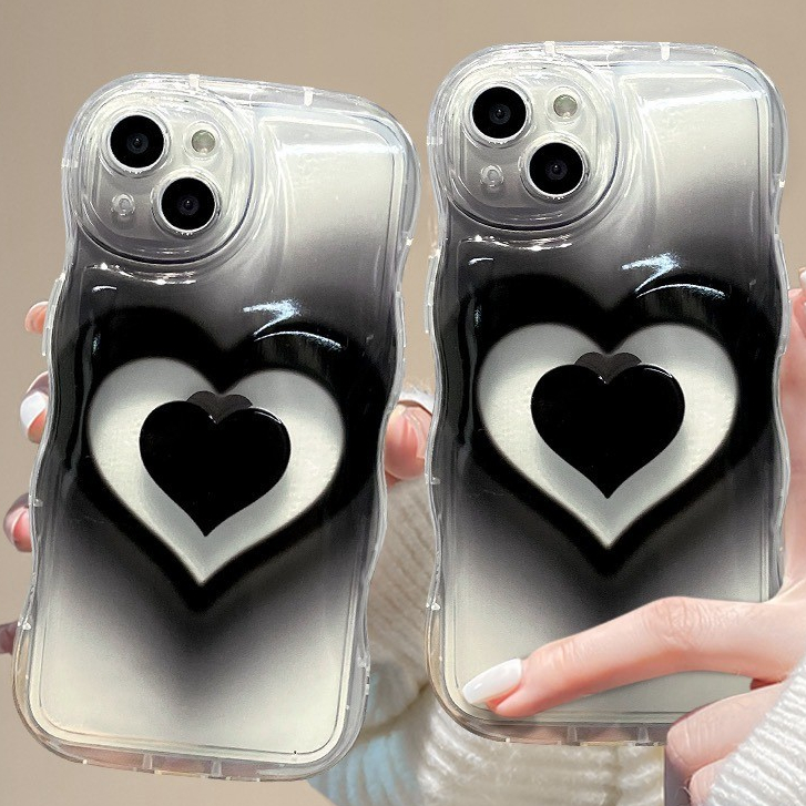สำหรับ iPhone 11 15 14 13 12 Pro MAX 7 8 14 Plus XS MAX กรณีโทรศัพท์หมึก Corona Dye Love รูปแบบคลื่นขอบฟองกันกระแทก เคส