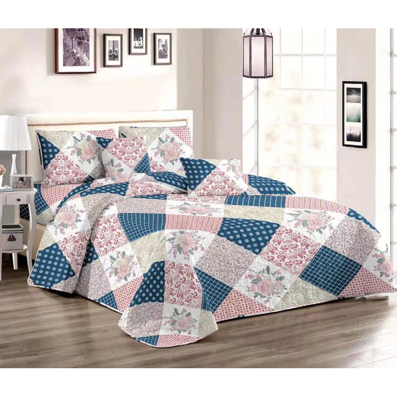 ผ้าคลุมเตียง แถม ปลอกหมอน2ใบ ขนาด 8 ฟุต 230X210cm