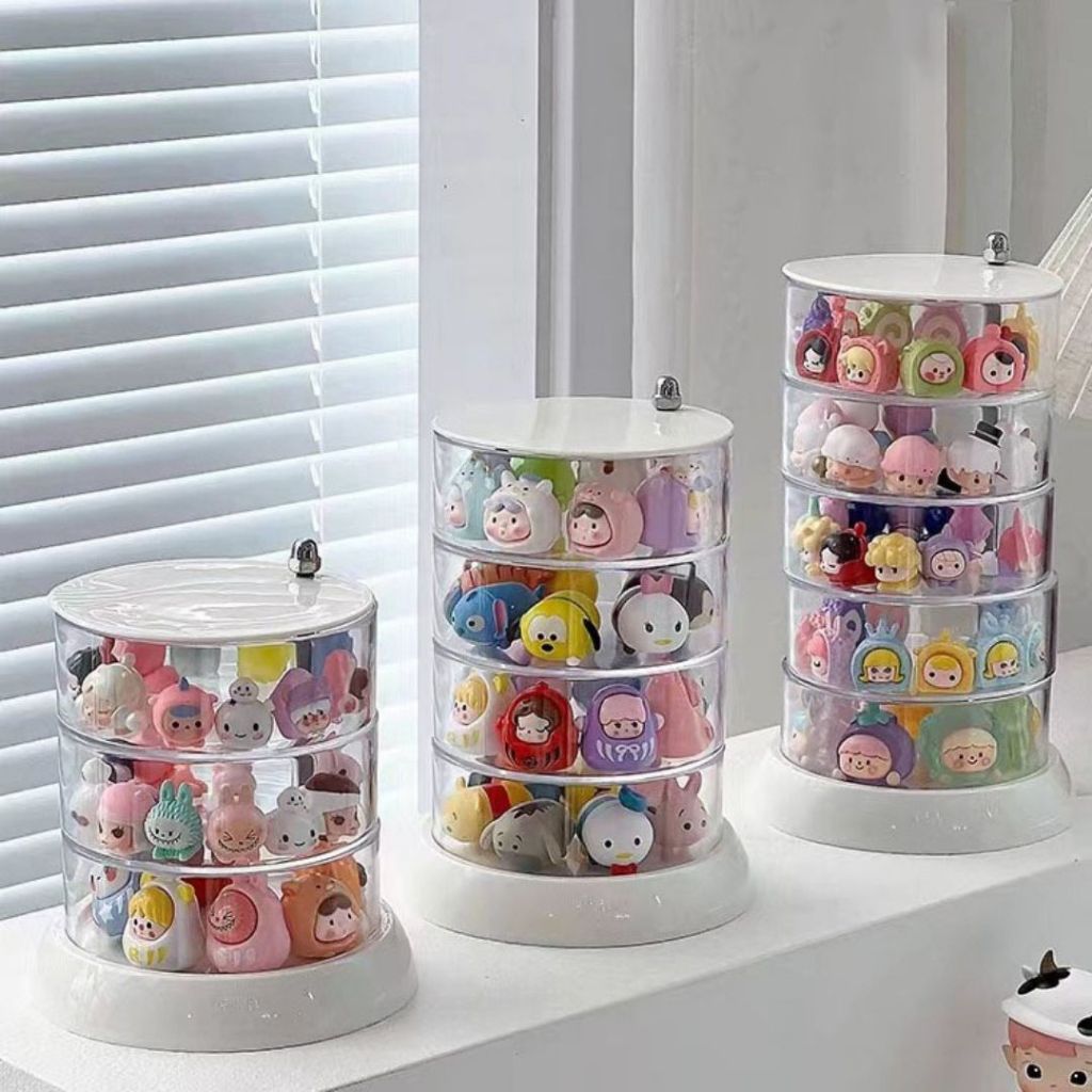【พร้อมจัดส่ง】 ชั้นใส่เครื่องประดับอะคริลิกหมุนได้360องศา ทรงกลม กล่องเก็บเครื่องประดับแบบใส 3-4ชั้น