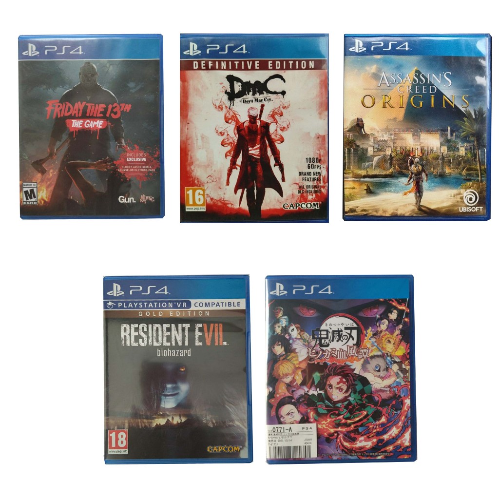 แผ่นเกม ps4 มือสอง Friday the 13th / DMC / ResidentEvil / Assasin Creed /  ดาบพิฆาตอสูร โปรดอ่านรายล