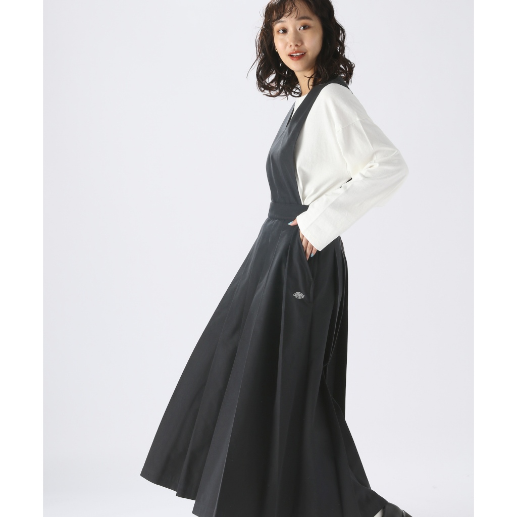 [Dickies] 2WAY jumper skirt (Black/Camel)