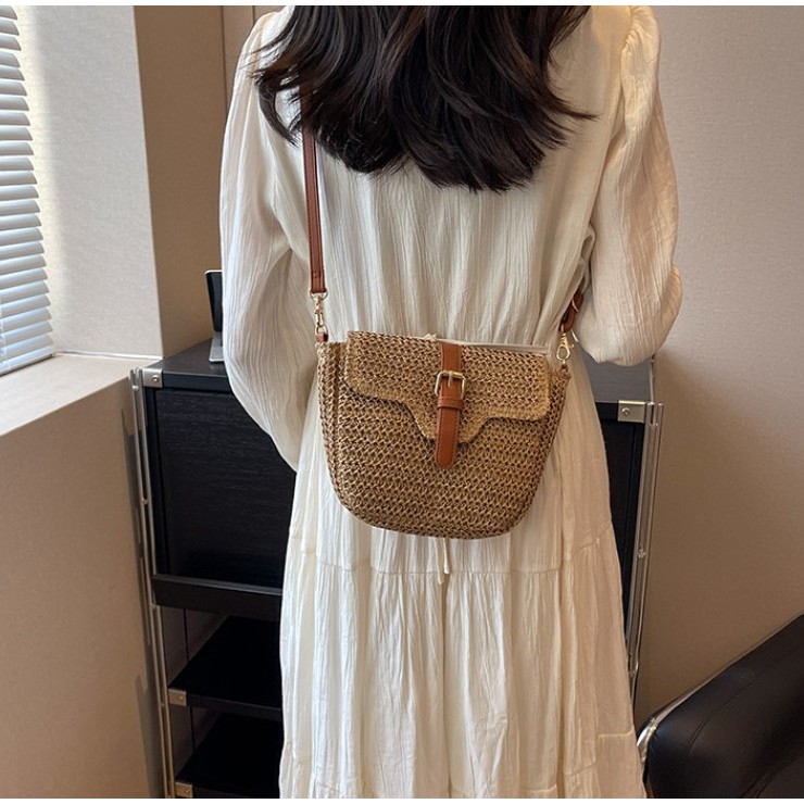 กระเป๋าสาน Pimma  กระเป๋าสะพายข้างแฟชั่น สำหรับผู้หญิง (A470)