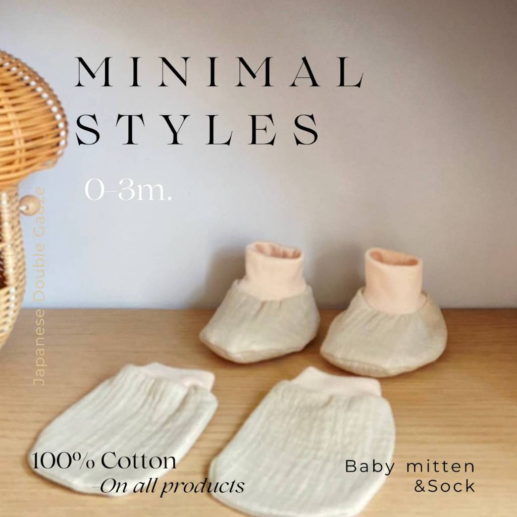 Cali ถุงมือถุงเท้า เด็กอ่อน 0-3 เดือน สีพาสเทล🪸*Minimal Styles *ป้าย Cali baby