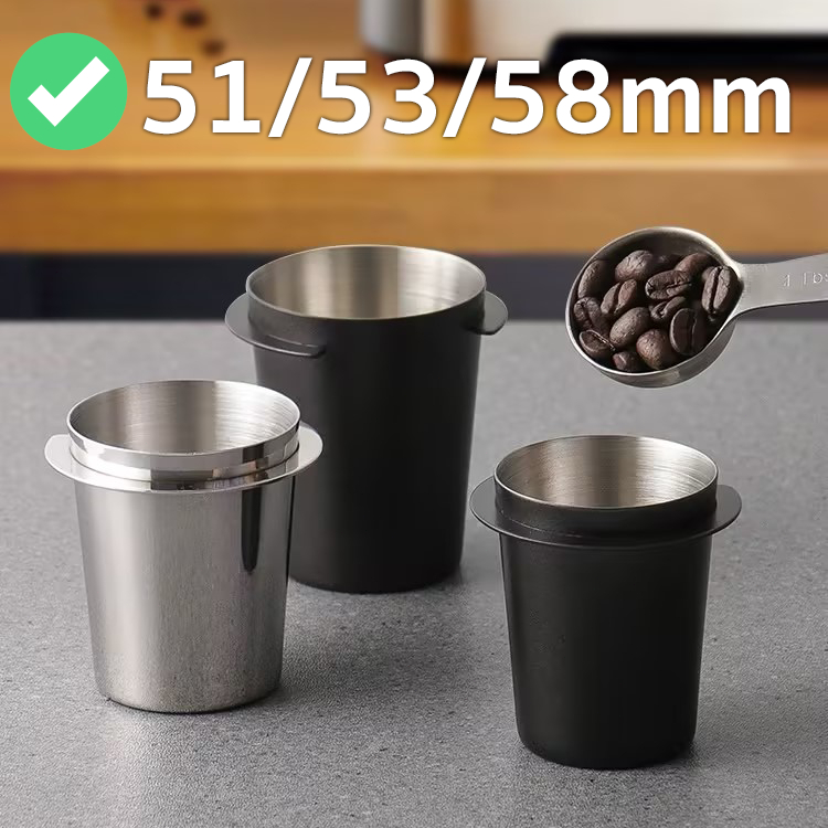 ซื้อ ถ้วยโดส กระบอก รองผงกาแฟไม่ให้หก 51mm 53mm 58mm Silver ถ้วยสแตนเลส ตวงเมล็ด