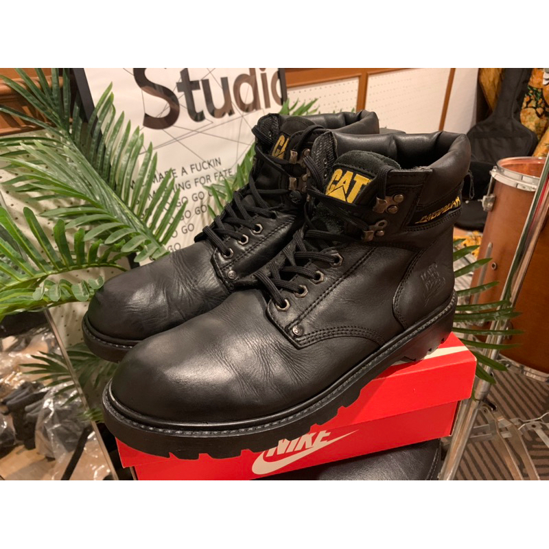 🖊️🔎 รองเท้าเซฟตี้ Caterpillar Cat Mens Black Leather Boots มือสองของแท้100% 💯✔️✔️✔️🥾  🔹Size 12 US / 45 EUR / 29 CM