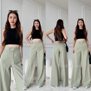 NEW COLLECTION PD13 งานใหม่ล่าสุดกางเกงขากระบอกใหญ่เอวสูงแต่งกระดุมหน้าทรงสวยมากพร้อมส่ง