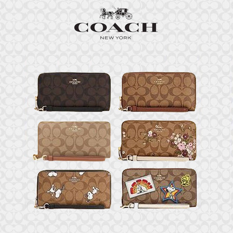 American Coach/กระเป๋าใส่เหรียญพลิกใหม่ของผู้หญิง/พร้อมที่ใส่การ์ด/กระเป๋าโทรศัพท์มือถือซิปยาว C4452 F52859  F6657