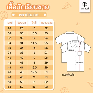 เสื้อนักเรียนชายแขนสั้น ผ้าหนา 220เส้น สีขาว ตรานิวมอส (newmos) / มีบริการปักชื่อนักเรียน