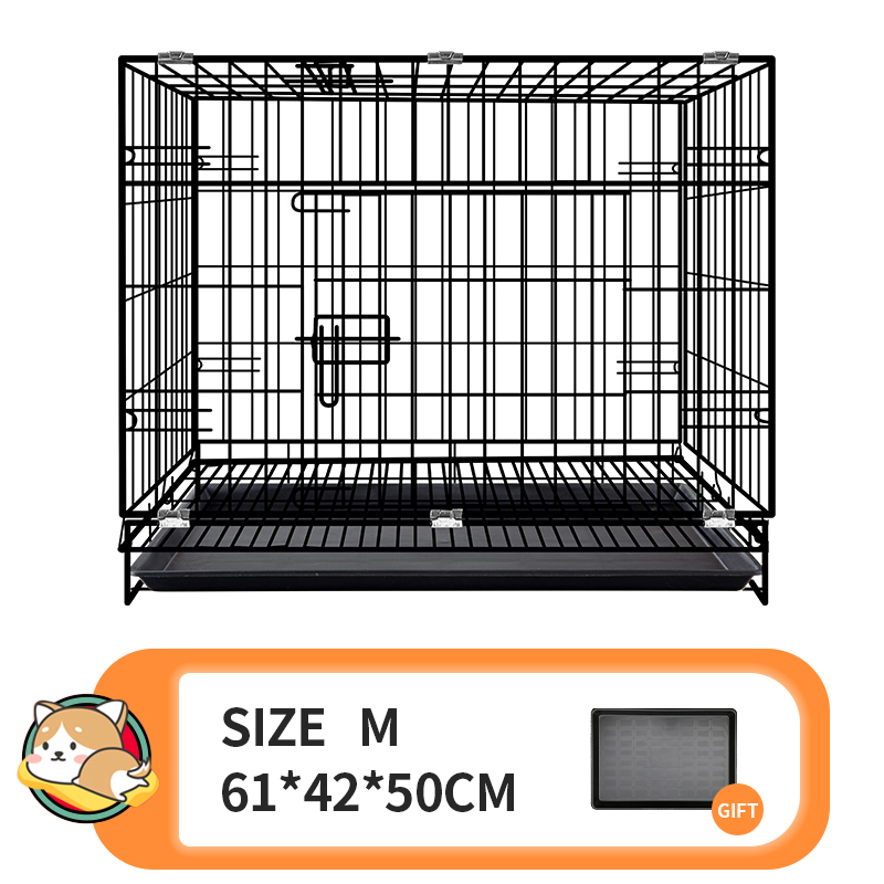 Dogelsy กรงสุนัข กรงเเมว กรงกระต่าย กรงสัตว์เลี้ยงพับได้ แถมถาดรองพลาสติก (ขนาด 61x42x50 cm)