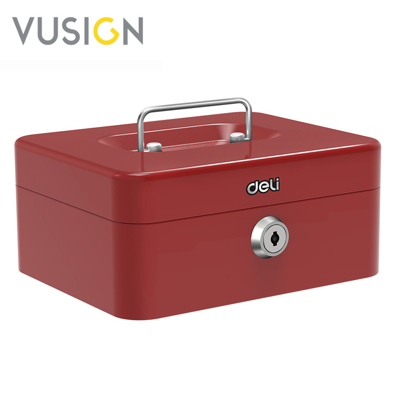 Vusign กล่องเหล็กเก็บเงิน กล่องเซฟ เซฟหิ้ว ขนาดกระทัดรัด มีหูหิ้ว และกุญแจสำหรับล็อค Cash Box