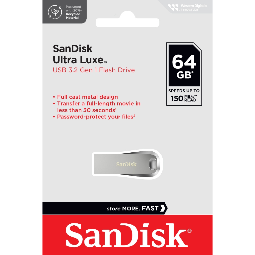 SANDISK FLASH DRIVE ULTRA LUXE USB 3.2Gen1 แฟลชไดร์ฟ 64GB (SDCZ74_064G_G46)