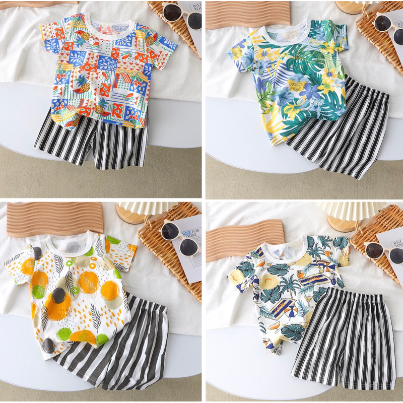 ชุดลำลองเด็ก ชุดนอนเด็ก แขนสั้น  เซต 2 ชิ้น  ไซส์ 8เดือน- 7ปี สงกรานต์ ผ้าคอตตอนใส่สบายไม่ร้อน️ pKS1