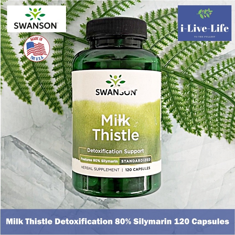 50% Sale!! EXP: 07/2024 มิลค์ ทิสเซิล Milk Thistle Detoxification 80% Silymarin 120 Capsules - Swanson