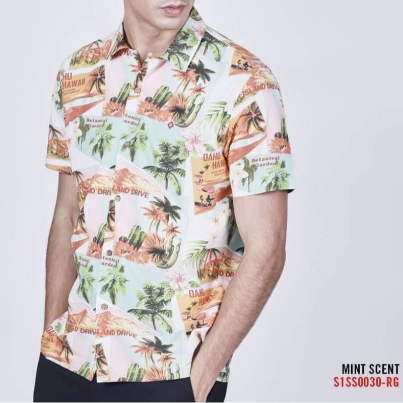 เสื้อฮาวาย John Henry เนื้อผ้าใส่สบาย ทรงRegular Size S รอบอก 40"