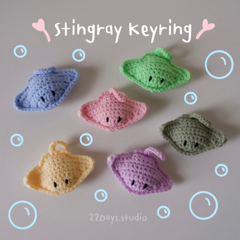 Stingray keychain พวงกุญแจน้องปลากระเบน ที่ห้อยกระเป๋าไหมพรม🌊💫