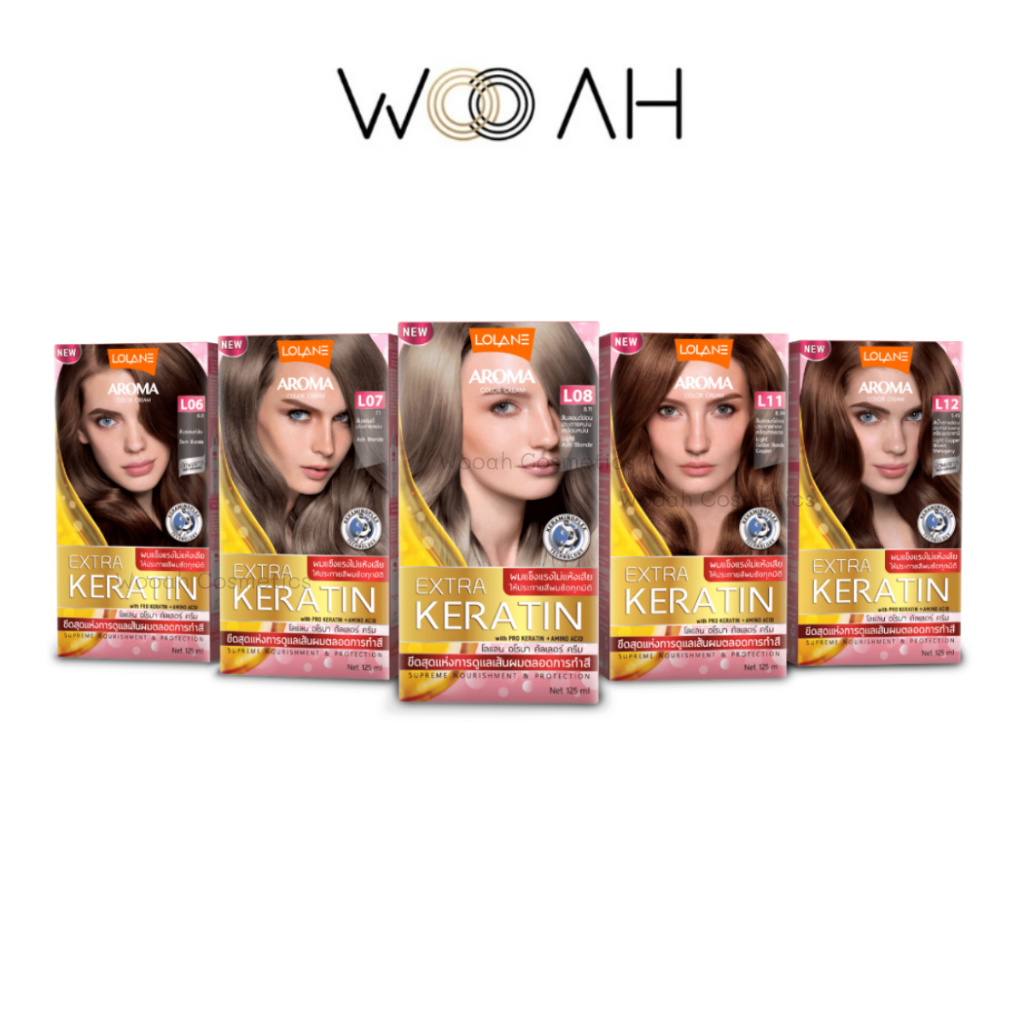 Lolane Aroma Color Cream โลแลน อโรมา คัลเลอร์ครีม (ทุกเฉดสี) ครีมย้อมผม เคราติน