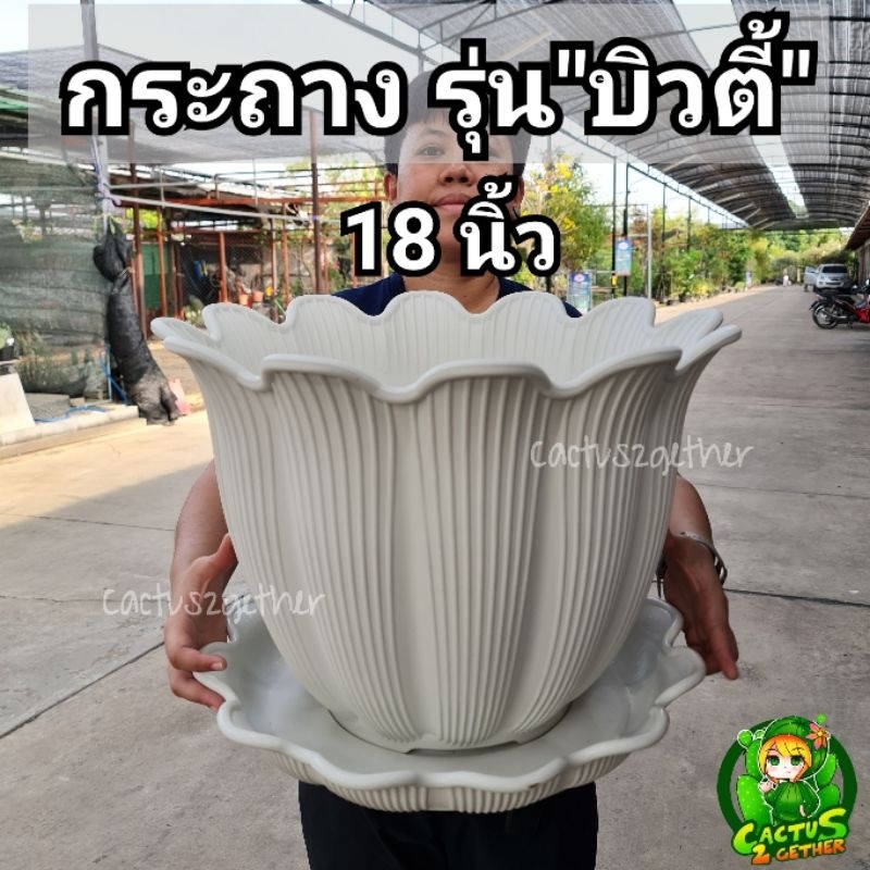 กระถางต้นไม้ขนาดใหญ่รุ่นบิวตี้ขนาดกว้าง18 นิ้วและ21นิ้ว พร้อมถาดรองเข้าชุด✅️รับประกันความหนา ทน เหนียว