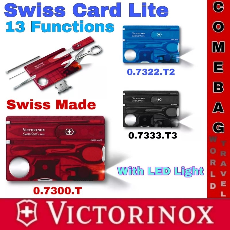 เครื่องมืออเนกประสงค์ VICTORINOX รุ่น SWISS CARD LITE, 13FUNCTIONS, WITH LED LIGHT, SWISS MADE