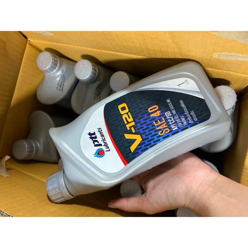 *ยกลัง(10ขวด) น้ำมันเครื่อง รถยนต์ เบนซิน ดีเซล ปตท ptt v-120 sae 40 ขนาด 1 ลิตร