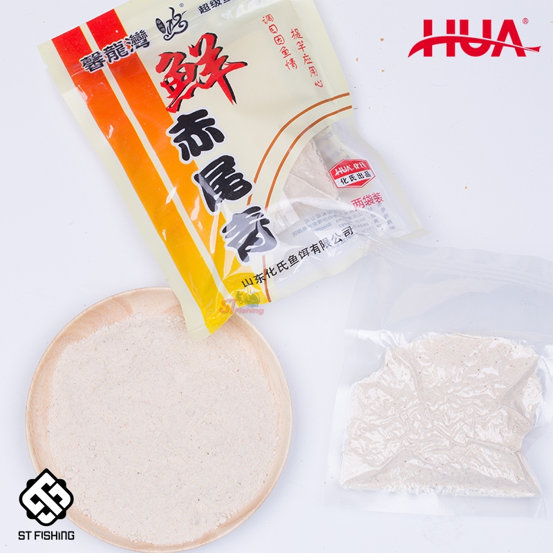 ผงกุ้งขาวกลิ่นธรรมชาติ HUA เหมาะสำหรับงานปลานิลตรงสาย (1 ซอง น้ำหนัก 100 g)