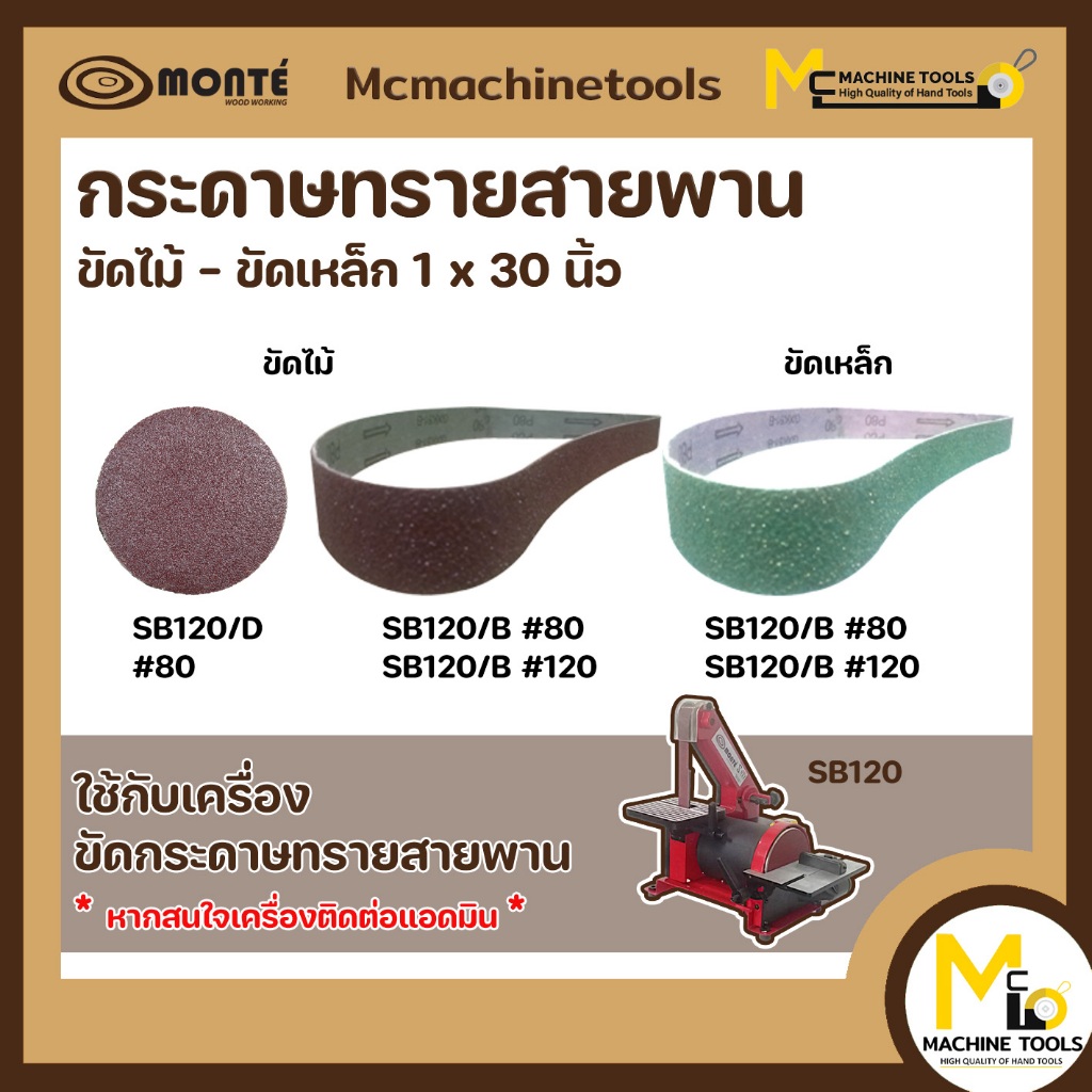 กระดาษทรายสายพาน กระดาษขัดไม้-ขัดเหล็ก 1x30นิ้ว #80,#120 กระดาษ ทราย สายพาน กระดาษทราย