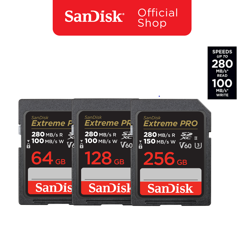 SanDisk Extreme PRO SDHXC UHS-II Cards / Speed 280 MB/s (SDSDXEP) 64GB 128GB 256GB
