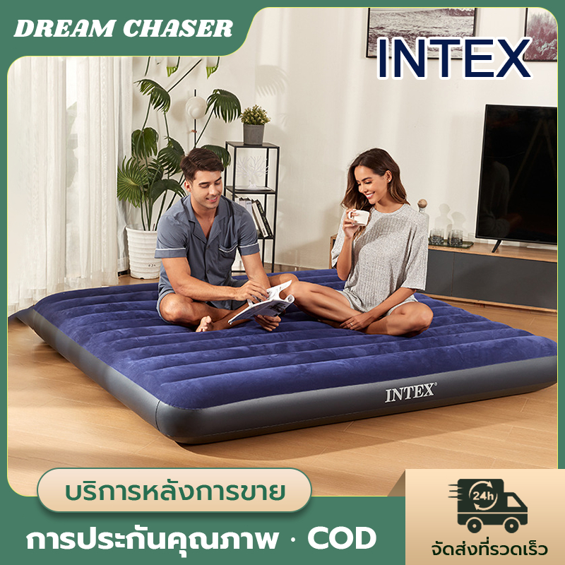 【ไทยพร้อมส่ง】INTEXแท้💯 ที่นอนเป่าลมแท้ ที่นอนพอง เบาะนอน ที่นอน Flocked Air Beds ที่นอนปิคนิค