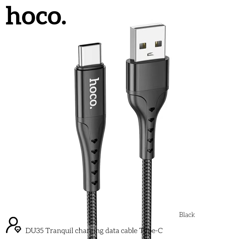ใหม่!! HOCO DU35 3A Max สายชาร์จเร็ว DATA CABLE สายถัก สำหรับ L/Micro USB/Type C ชาร์จเร็วมาก สายไม่ขาดง่าย ยาว 1 เมตร