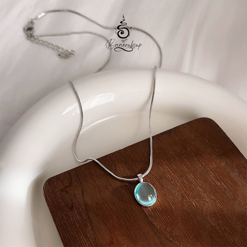 ✨ผ่านพิธี✨ สร้อยมูรุ่น Sky wish หินควอทซ์ Blue Chalcedony หินแห่งความสำเร็จ ความสุข - รูปที่ 3