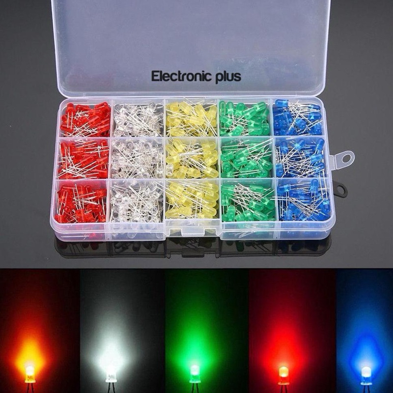 F3 3 มม. 5มม. LED Light-emitting Diode กล่องส่องสว่างหลอด 500 ชิ้น สีละ 100 ชิ้น 5 สี รวม 500PCS