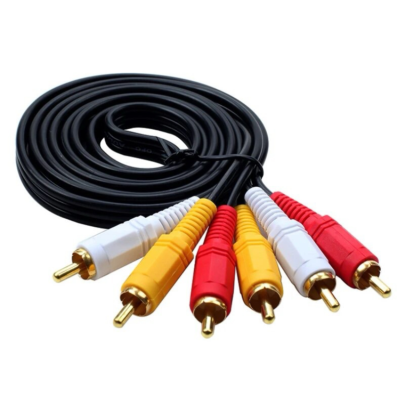สายเคเบิล AV RCA สำหรับวิดีโอคอมโพสิตสัญญาณเสียงตัวผู้กับตัวผู้ปลั๊กตัวผู้เชื่อมต่อโทรทัศน์กล้องดีวีดีขายดี 1.5m