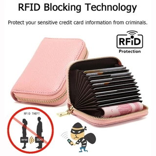 ผู้ถือบัตรป้องกัน RFID กระเป๋าเงินบัตรเครดิต PU กระเป่าเก็บบัตร กระเป๋าบัตร การ์ด บัตรเครดิต ATM RFID การปิดกั้นกระเป๋าส