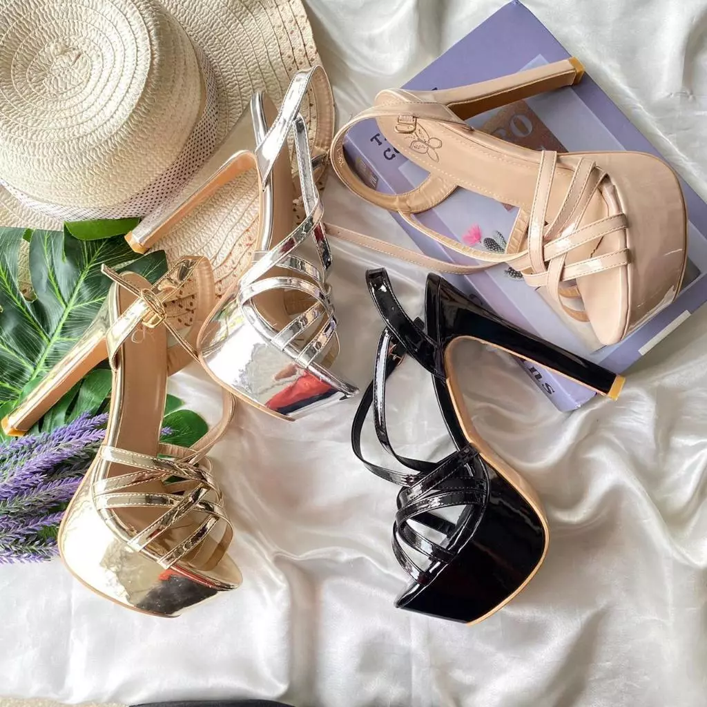 รองเท้าส้นสูง 6 นิ้ว หน้าแคบเพิ่มไซส์ด้วย เสริมส้นหน้าสวม สานๆ 336-1 (1/1) SIZE 35-44 รองเท้าไซร้ใหญ่ เท้าอวบเพิ่ม