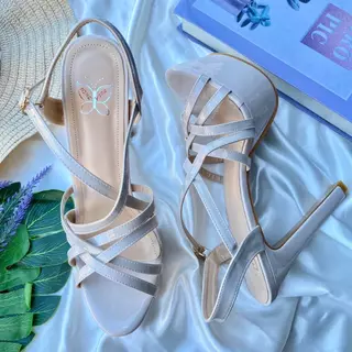 รองเท้าส้นสูง 6 นิ้ว หน้าแคบเพิ่มไซส์ด้วย เสริมส้นหน้าสวม สานๆ 336-1 (1/1) SIZE 35-44 รองเท้าไซร้ใหญ่ เท้าอวบเพิ่ม
