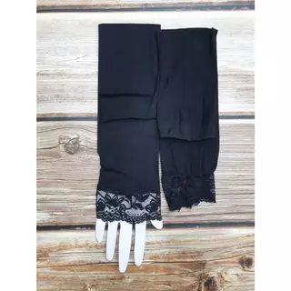**พร้อมส่ง** ปลอกแขนเนื้อถุงน่อง+ประดับลูกไม้