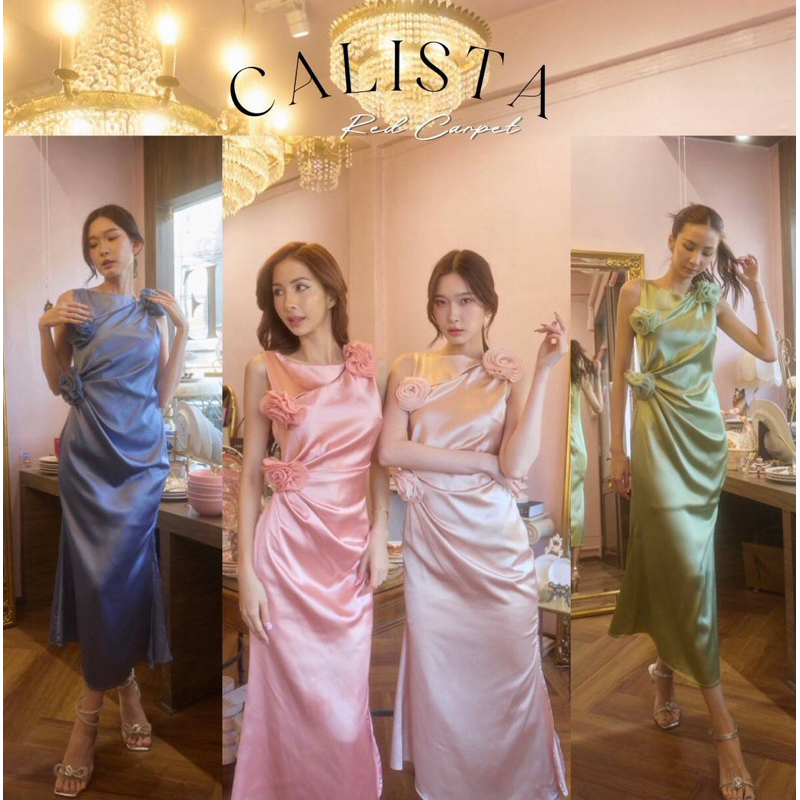 🏷️Red Carpet #CALISTA เดรสแขนกุดทรงเก๋มาก เดรสซาติน ราตรี ชุดออกงาน ชุดเพื่อนเจ้าสาว ไปงานแต่ง เรียบหรู