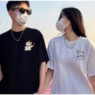 เสื้อยืดผู้หญิงผู้ชาย เสื้อคู่ลายน่ารักๆไม่ซ้ำใคร ผ้านุ่มใส่สบาย ตัดเย็บดี ส่งเร็ว จัดส่งจากไทย