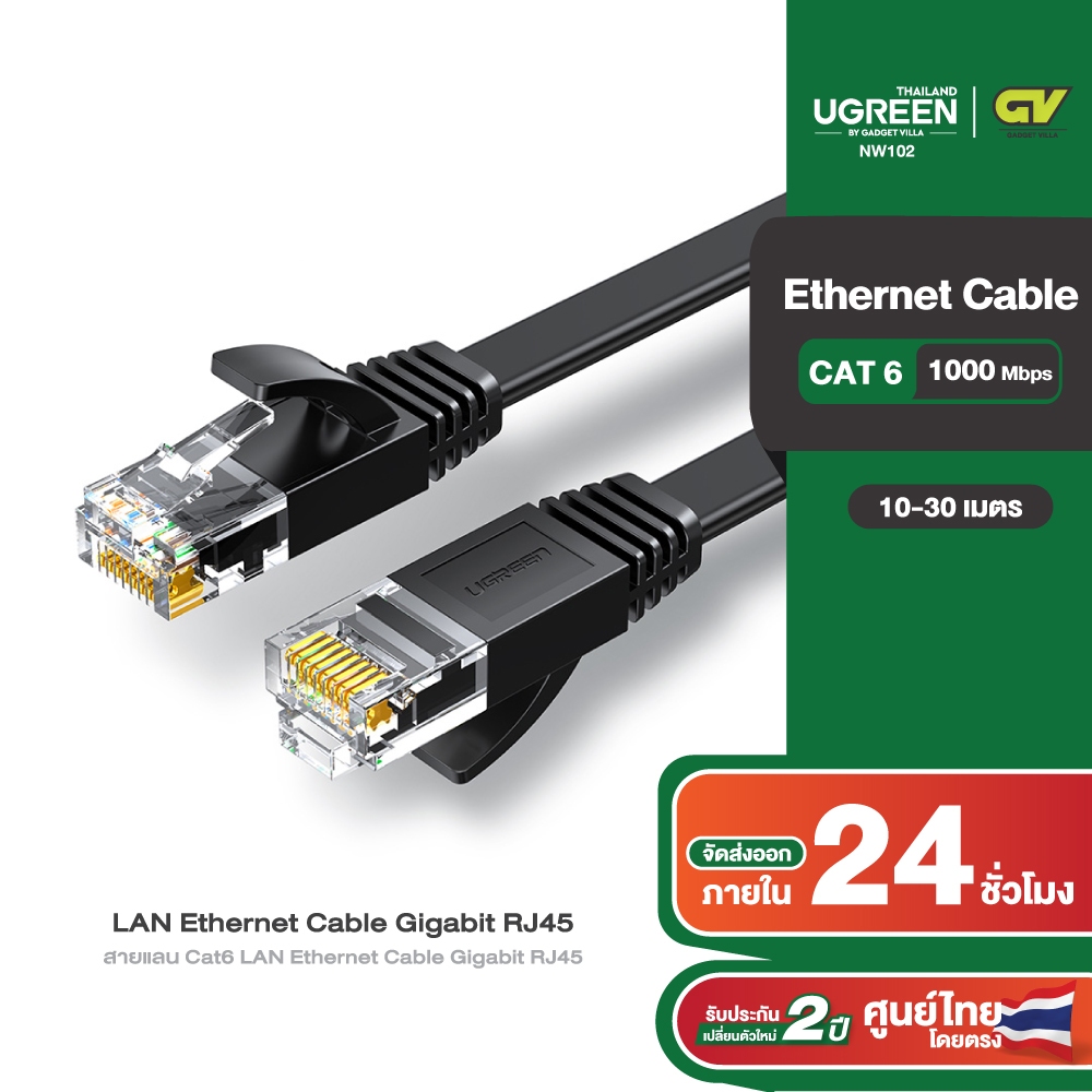 UGREEN รุ่น NW102 สายแลน Cat6 Ethernet Patch Cable Gigabit RJ45 Network Wire Lan Cable Plug Connector ยาว 0.5-30 เมตร