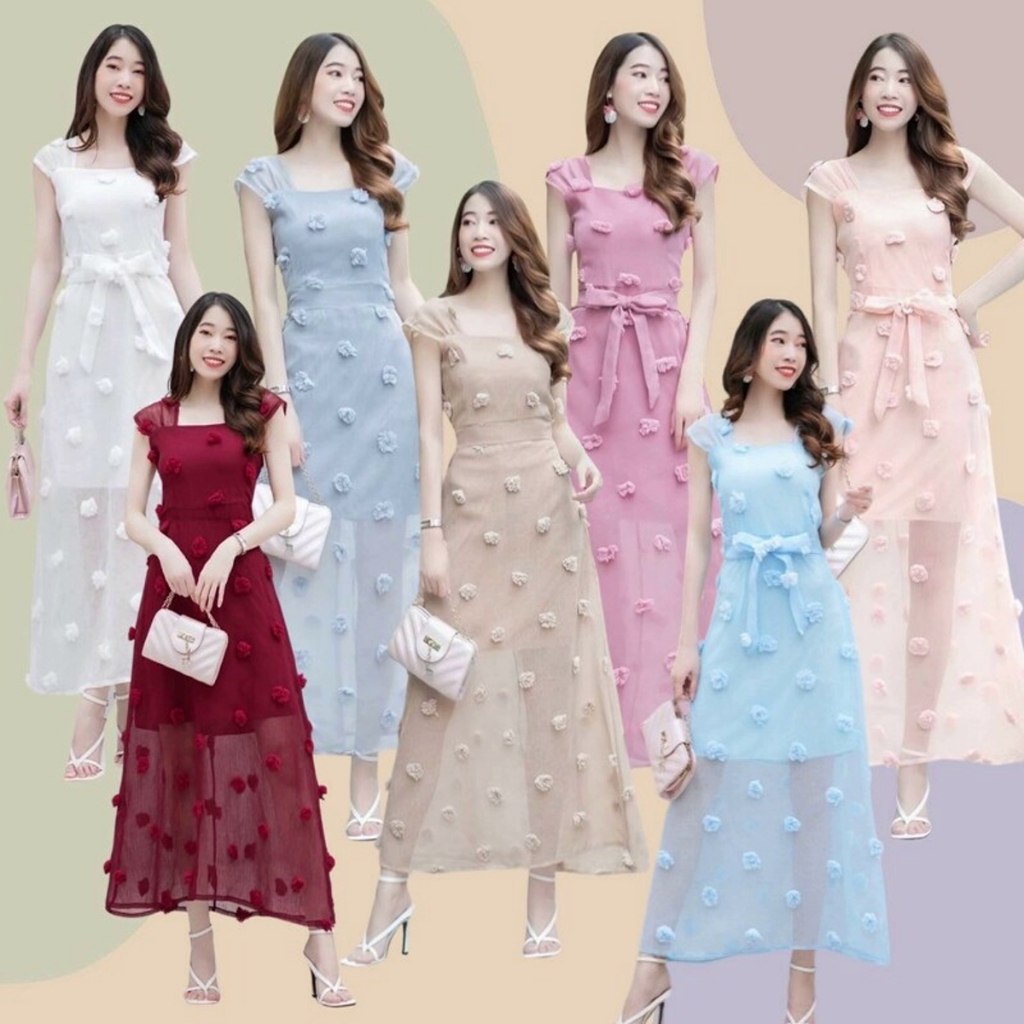 CC 17921 เดรสยาว ออกงาน เดรสงานแต่ง ชุดออกงาน ใส่เที่ยว (ฟรีไซส์ M อก 32-34 เอว 25-30 สพ36-40 ยาว53)