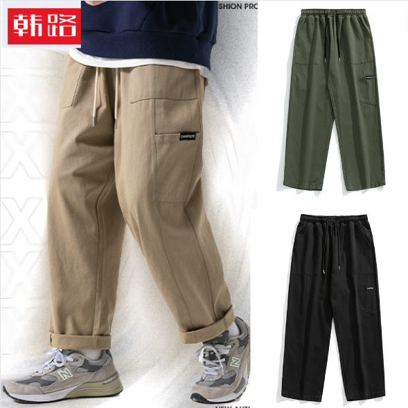 StylePop กางเกงทรงคาร์โก้ ขากระบอกใหญ่ ผ้าหนา Korean Cargo Pants Premium NPP2123