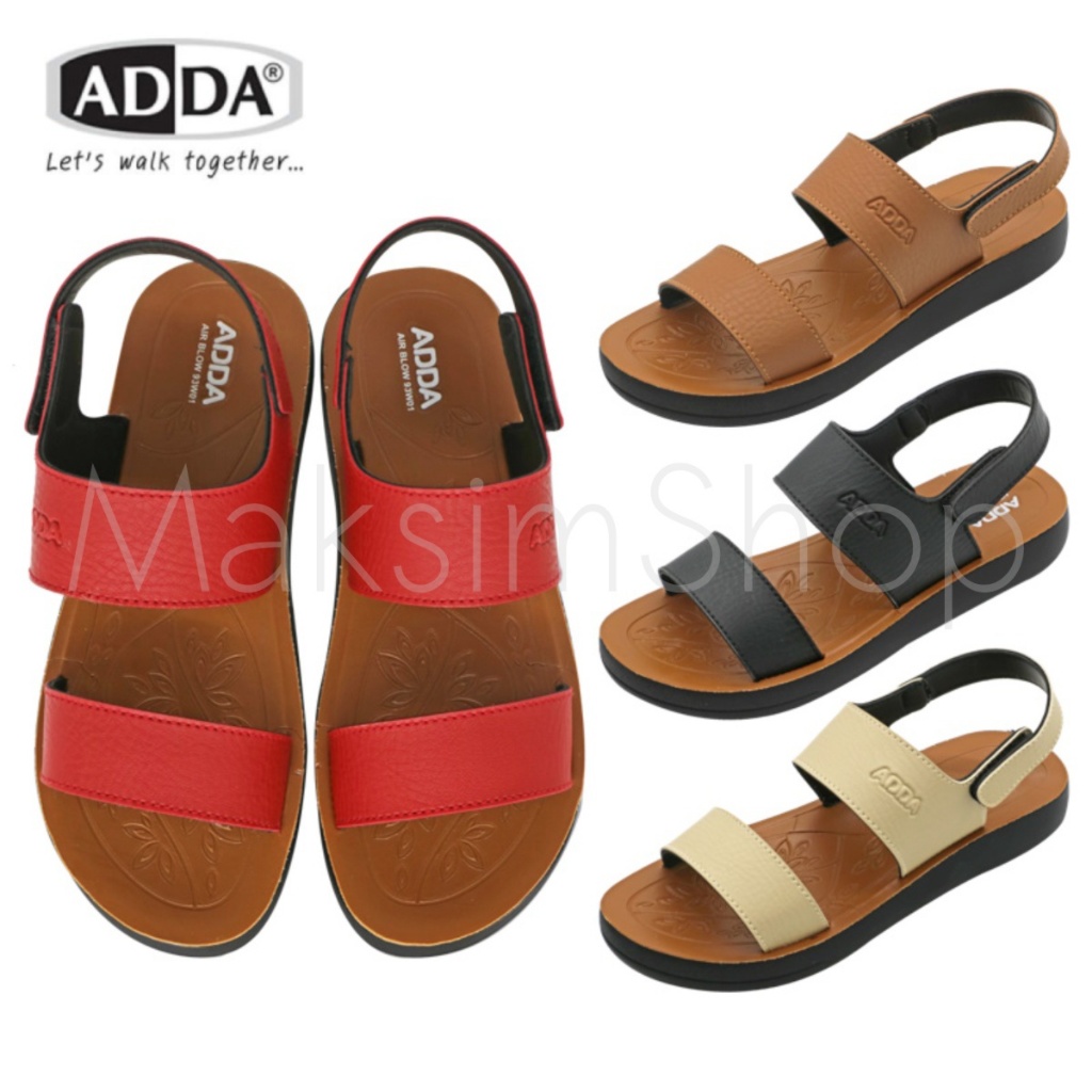 🔥ADDA 93W01 รองเท้าแตะลำลอง รองเท้าผู้หญิง ทรง ใส่สบาย พื้นนุ่ม สไตล์วินเทจ ไซส์ 4-7 สี ดำ แดง ครีม น้ำตาล Maksim