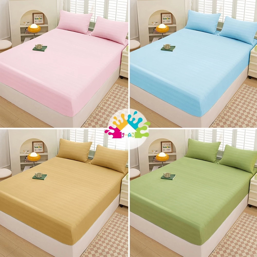 J-MU ผ้าปูที่นอน Satin 6ฟุต 5ฟุต 4ฟุต 3.5ฟุต 3ฟุต ชุดผ้าปูที่นอน(ผ้าปูที่นอน+ปลอกหมอน)