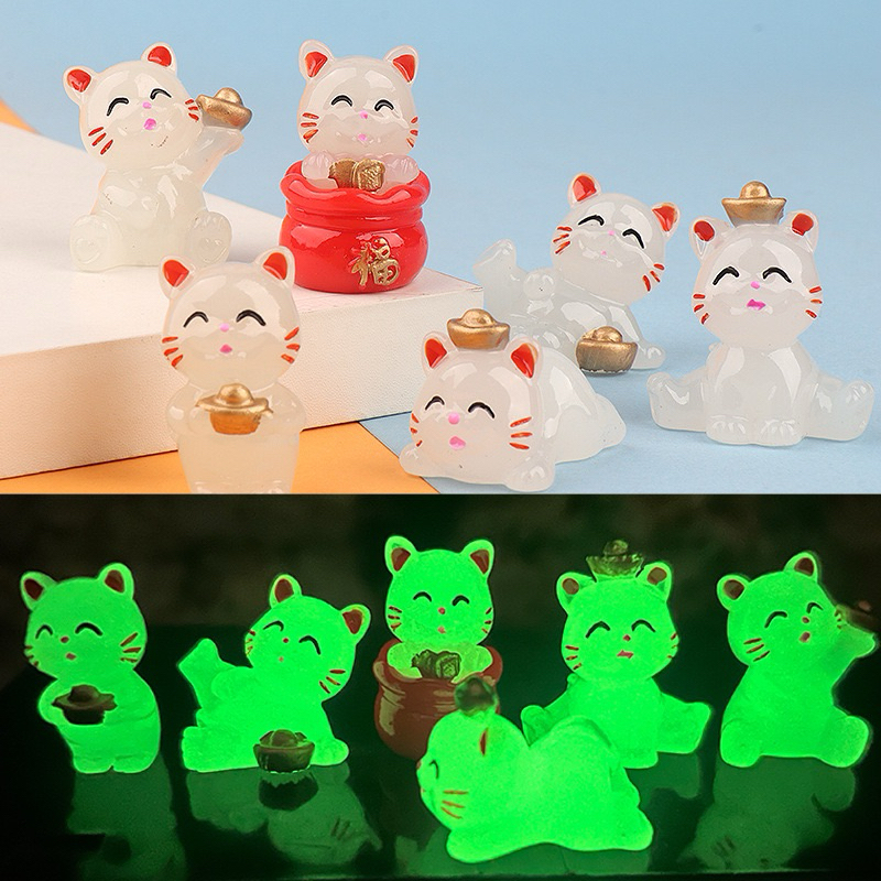 พร้อมส่ง ตุ๊กตาแมวกวักนําโชค 1ชิ้น เรืองแสง ขนาดเล็ก สําหรับตกแต่งบ้านตุ๊กตา