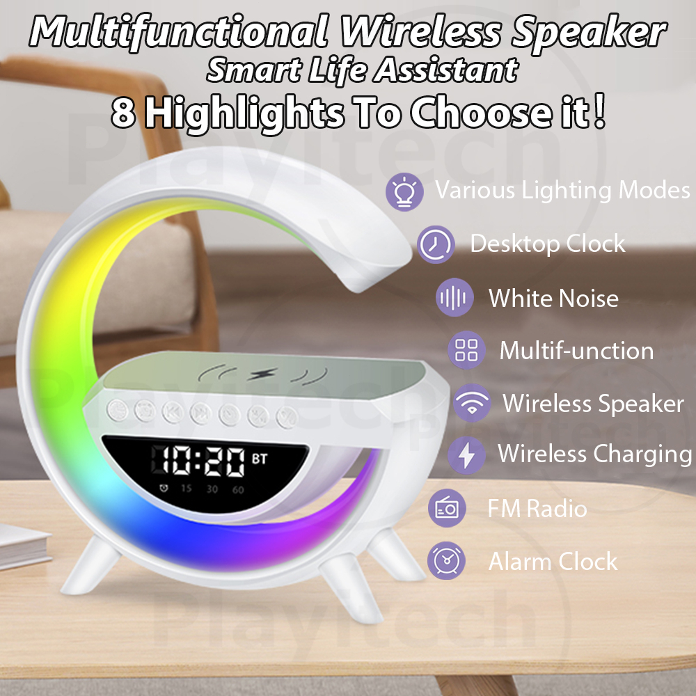 ลำโพงบลูทูธพร้อมนาฬิกาและLed Lampพร้อมแท่นชาร์จไร้สาย3in1ลำโพงบลูทูธ