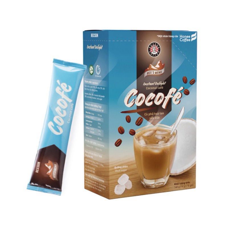 [Less sugar] กาแฟ กาแฟมะพร้าว 160g Rexsun Cocofe  (16กรัม*10ซอง) กาแฟเวียดนาม นำเข้าจากต่างประเทศ ของแท้ 100%